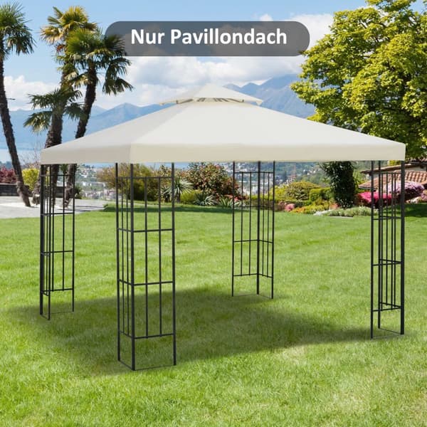 Vaihtokaton Huvimajakatto Metalliseen Huvimajaan, Puutarhahuvimajaan, 3X3M, Kermanvalkoinen, Polyesteri