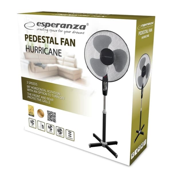 Vapaasti seisova tuuletin Esperanza EHF001KE Valkoinen Musta 50 W