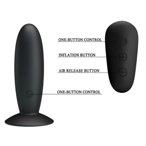 Mr Play - Anal Plug Vibration Black -kaukosäätimellä