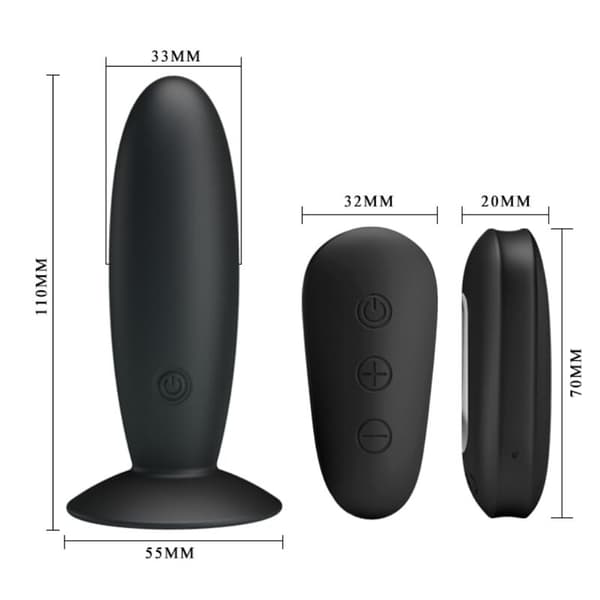 Mr Play - Anal Plug Vibration Black -kaukosäätimellä