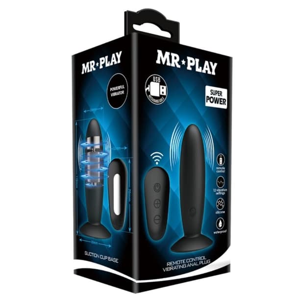 Mr Play - Anal Plug Vibration Black -kaukosäätimellä