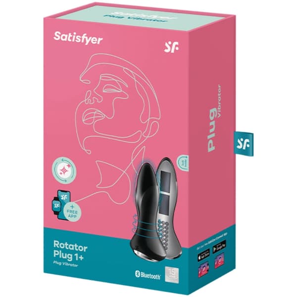 Satisfyer - Rotatorplugg 1+ Vibrasjonsplugg App Svart