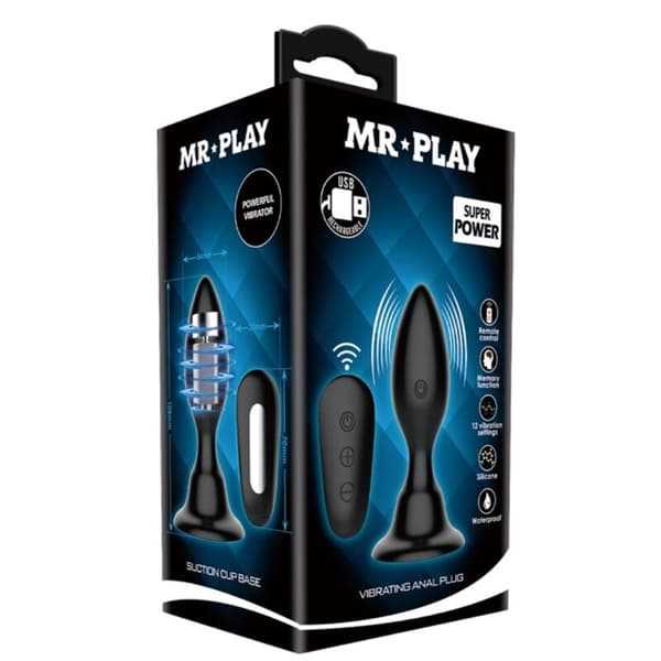 Mr Play - analplugg med vibrasjonssvart fjernkontroll