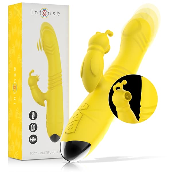 Intense - Toky multifunksjonsvibrator opp og ned med klitorisstimulator gul
