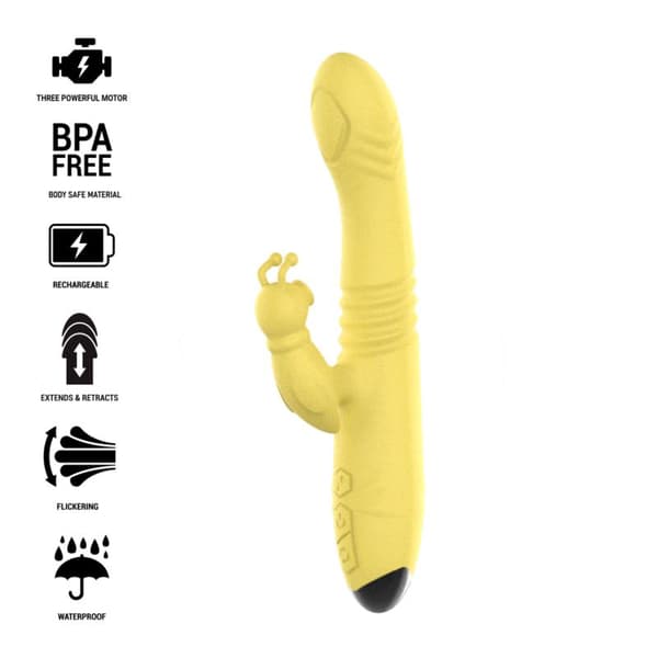 Intense - Toky multifunksjonsvibrator opp og ned med klitorisstimulator gul