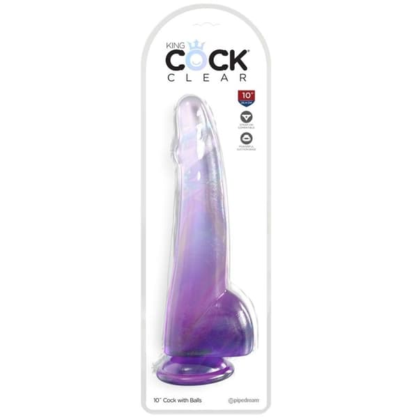 King Cock - Klar dildo med testikler 19 Cm Lilla
