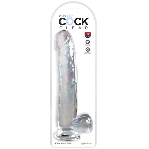 King Cock - Klar dildo med testikler 24,8 Cm Gennemsigtig