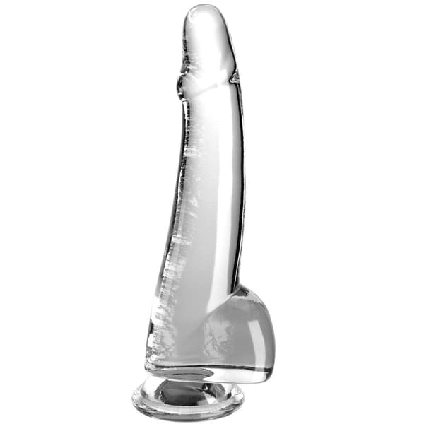 King Cock - Klar Dildo Med testikler 19 Cm Gjennomsiktig