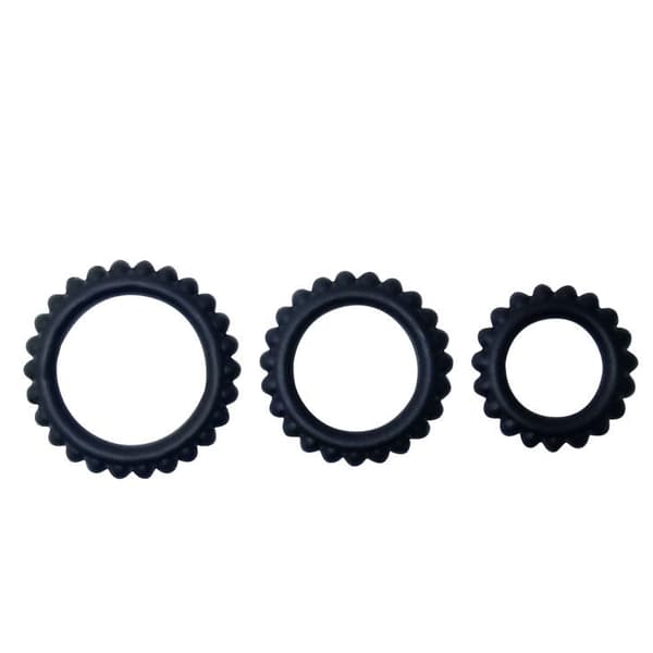 Baile - Titan Sæt 3 Stk Cock Ring Sort 2,8 + 2,4 + 1,9 Cm