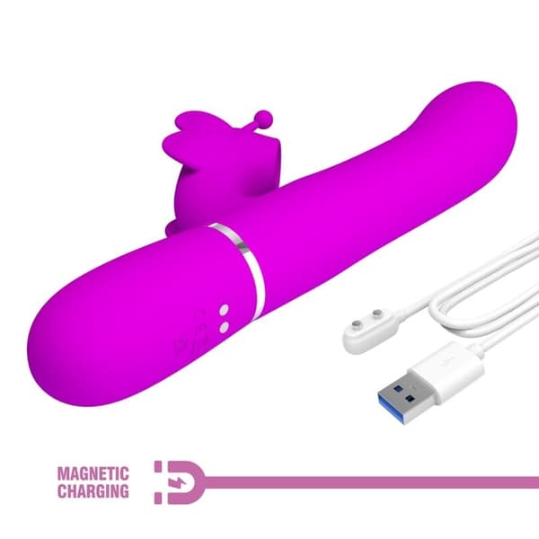 Pretty Love - Monitoiminen Rabbit Vibrator 4 In 1 Butterfly Fuksia