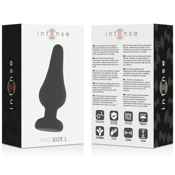 Intense - Analplugg Pipo L Svart Silikon 13 Cm
