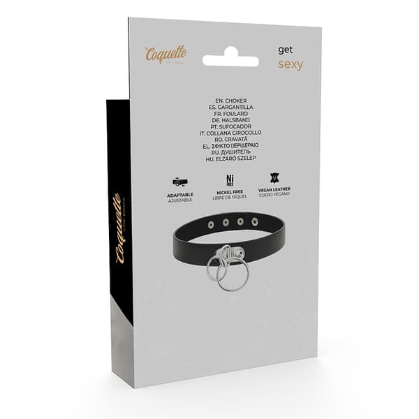 Coquette Chic Desire - Double Ring Vegan Leather Choker