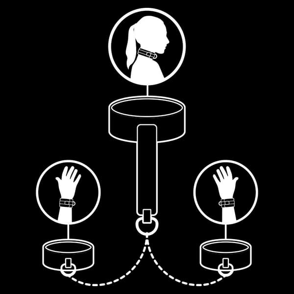 Fetish Submissive - Vegaaninen nahkainen kaulakoru ja käsiraudat nopreenivuorella