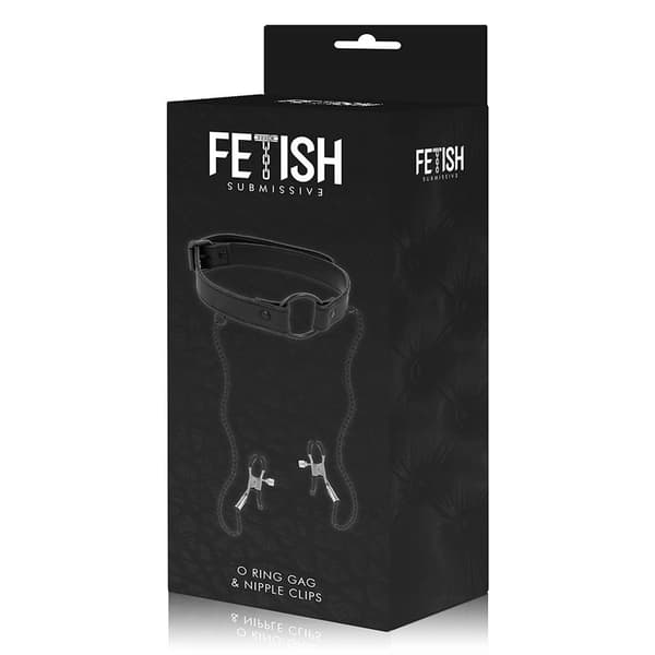 Fetish Submissive - Gag-ring med nippelklämmor