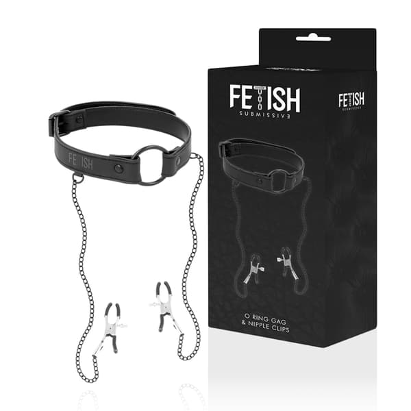 Fetish Submissive - Gag-ring med nippelklämmor