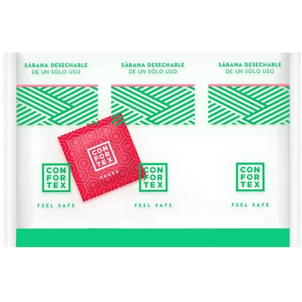 Confortex - Hygiejnelagner til engangsbrug, individuel taske + jordbærkondom