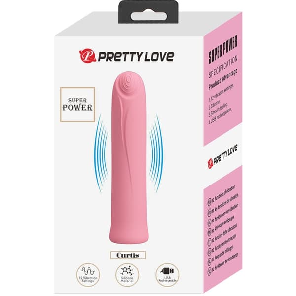 Pretty Love - Curtis Mini Super Power Vibrator 12 rosa silikonvibrasjoner