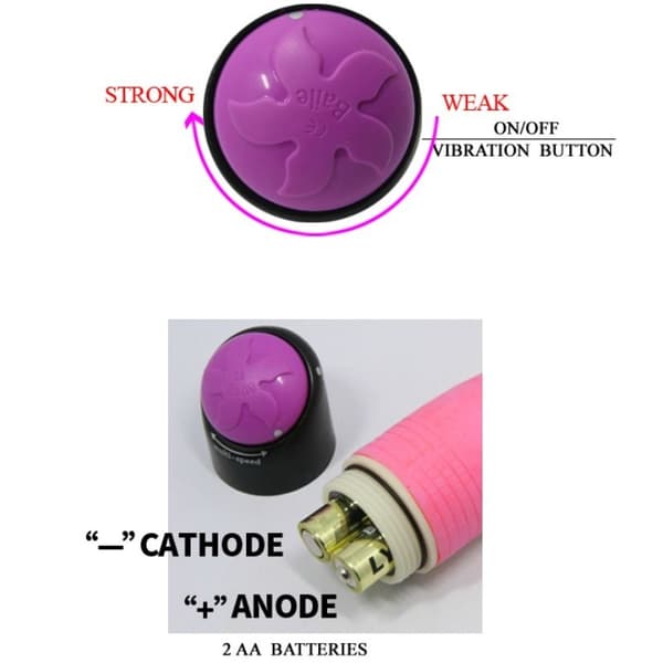 Baile - Värikäs Sex Realistic Vibrator Pinkki 23 cm