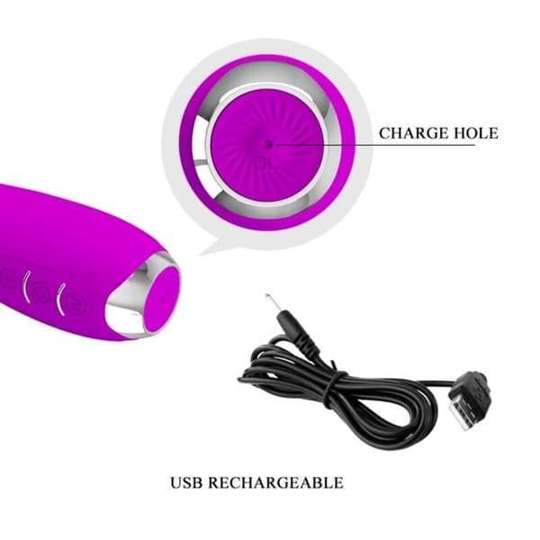 Pretty Love - Hector oppladbar elektrosjokkvibrator vanntett lilla