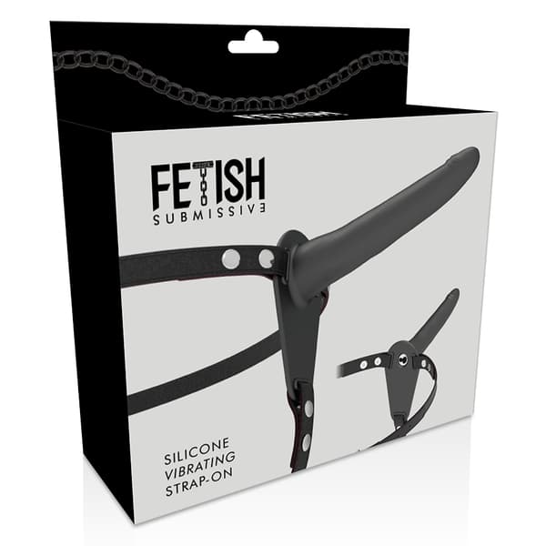 Fetish Submissive Harness - Svart Silikon Vibrator 15 Cm