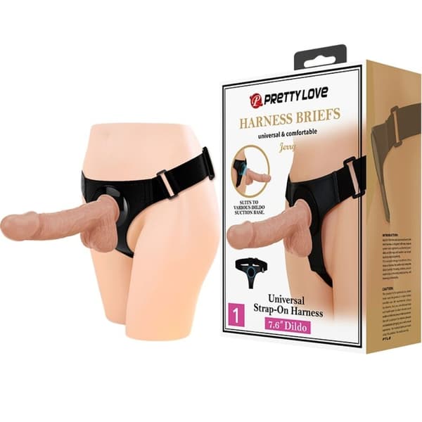 Pretty Love - Harness Briefs Universal Sele Med Dildo Jerry 21,8 Cm Naturlig