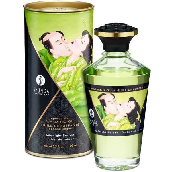 Shunga - Massageolie Med Varmeeffekt Midnight Sorbt Flavor 100 Ml