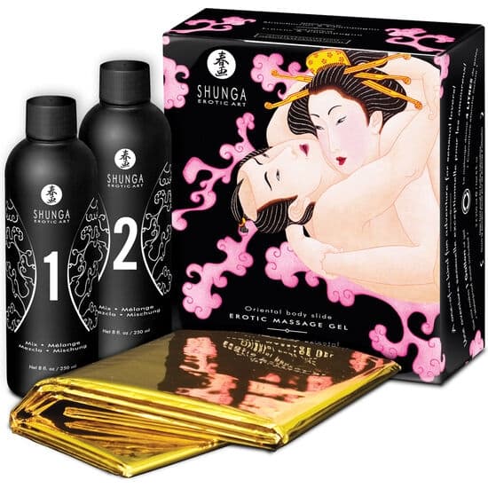 Shunga - Oriental Body To Body Erotisk Massasje Gel Jordbær Og Cava