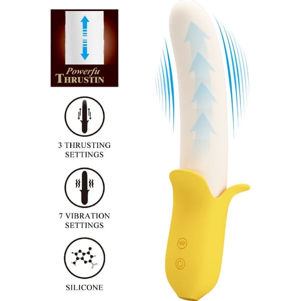 Pretty Love - Banana Geek Super Power 7 Vibrations Up&Down Silikone Sort