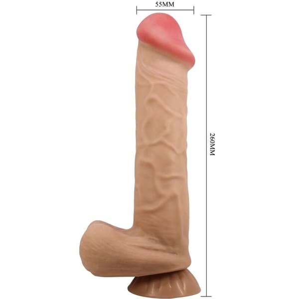 Pretty Love - Sliding Skin Series Realistisk dildo med glidande hud sugkopp Kött 26 Cm
