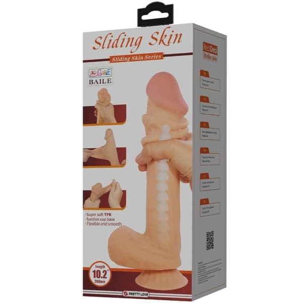 Pretty Love - Sliding Skin Series Realistisk dildo med glidande hud sugkopp Kött 26 Cm
