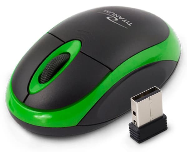 Titanum Trådløs 2,4Ghz Optisk Mus 3D Usb Vulture Sort/Grøn Sort, Grøn