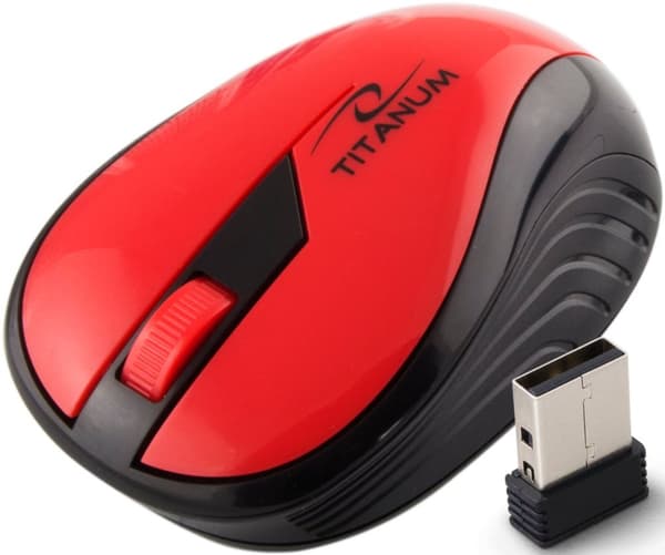 Titanum trådlös 2,4Ghz optisk mus 3D Usb Rainbow Röd Svart, Röd