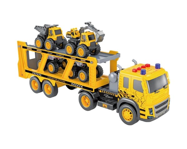 Junior Wheels Friction Trailer W. 4 Vehicles 1:12