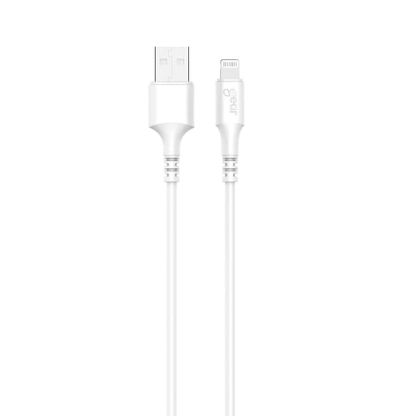 GEAR Ladekabel Lightning til USB-A 1m Hvit MFI rund kabel