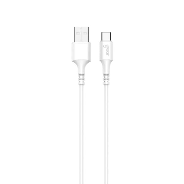 GEAR Ladekabel USB-A-USB-C 2.0 1m Hvid gen2 rundt kabel