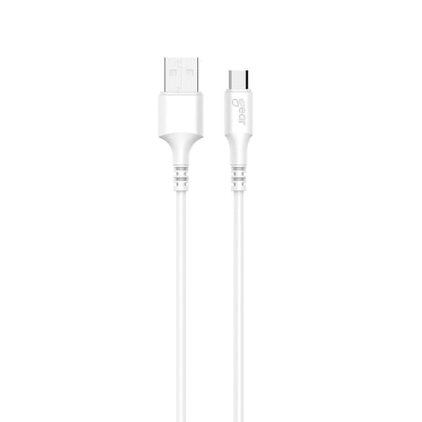 GEAR Ladekabel MicroUSB til USB-A 1m hvidt rundt kabel