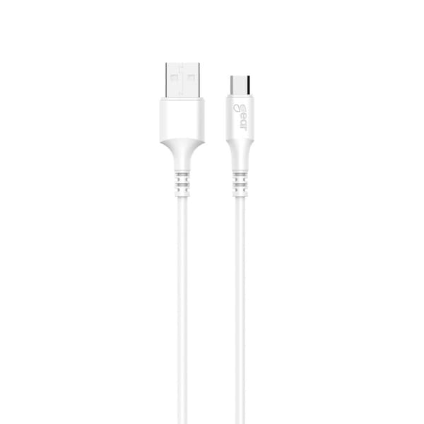 GEAR Laddkabel MicroUSB to USB-A 3m Vit Rund Kabel