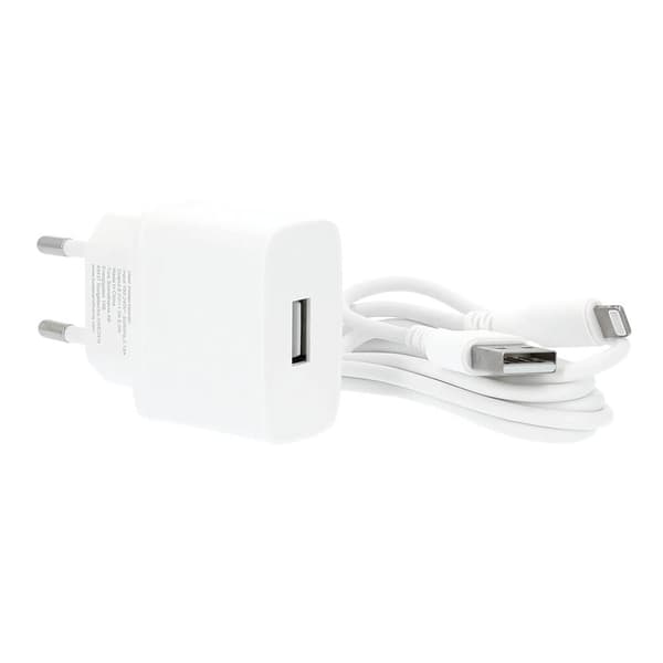 GEAR Oplader 220V 1xUSB-A 1A White Lightning Kabel 1m MFI