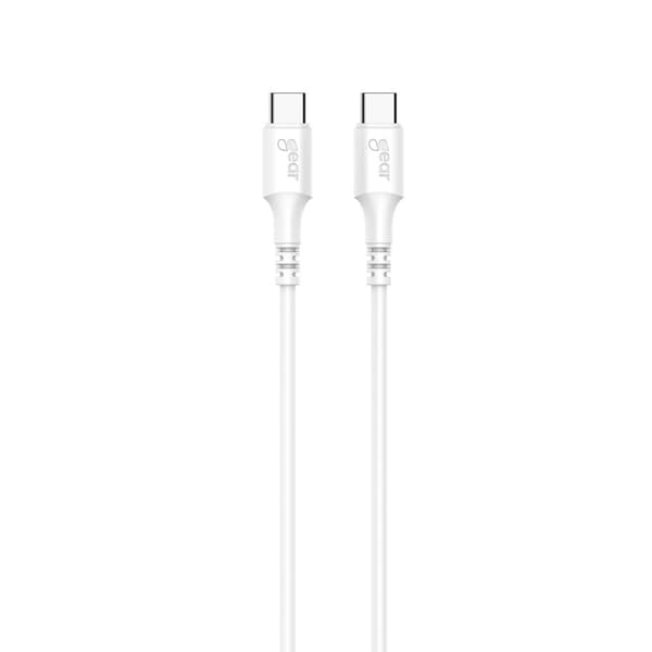 GEAR Ladekabel USB-C til USB-C 2.0 2m Hvidt rundt kabel