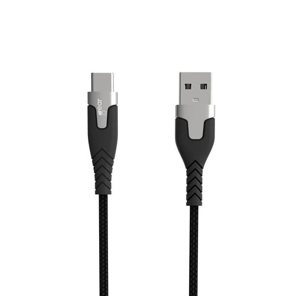 GEAR Ladekabel PRO USB-A til USB-C 2.0 1,5 m sort Kevlar-kabel med metalstik