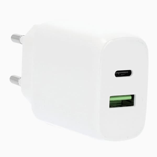 GEAR Lader 220V 1xUSB-C + 1xUSB-A PD/PPS 25W + 18W QC Hvit