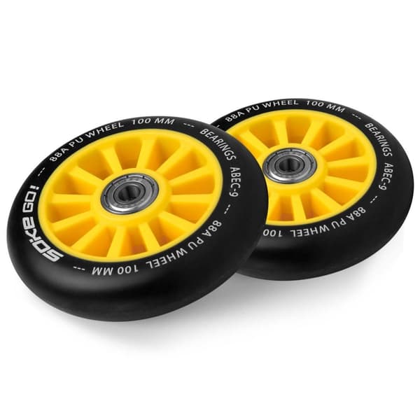 Gula hjul till sparkcykel 100 mm (2-pack)