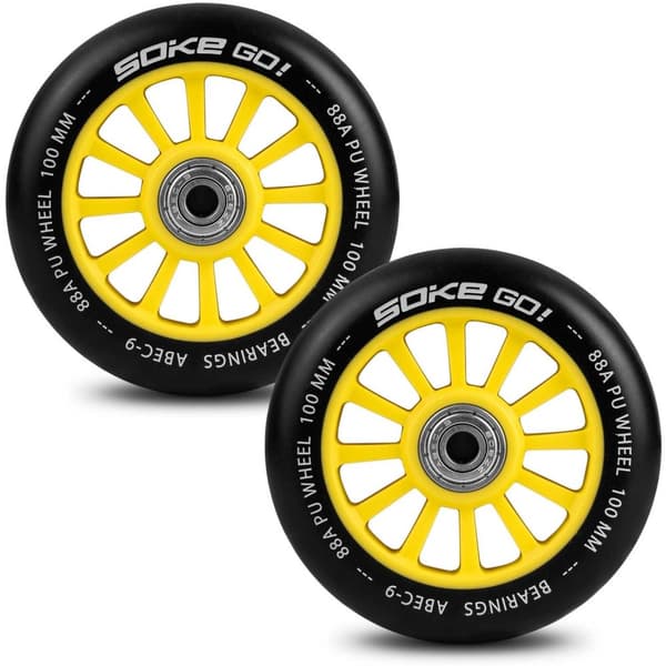 Gula hjul till sparkcykel 100 mm (2-pack)