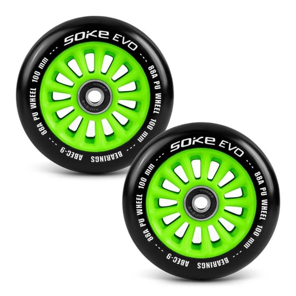 Gröna hjul till sparkcykel 100 mm, 2-pack