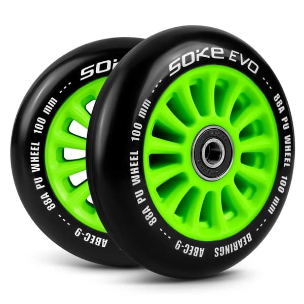 Grønne hjul til scooter 100 mm, 2-pak