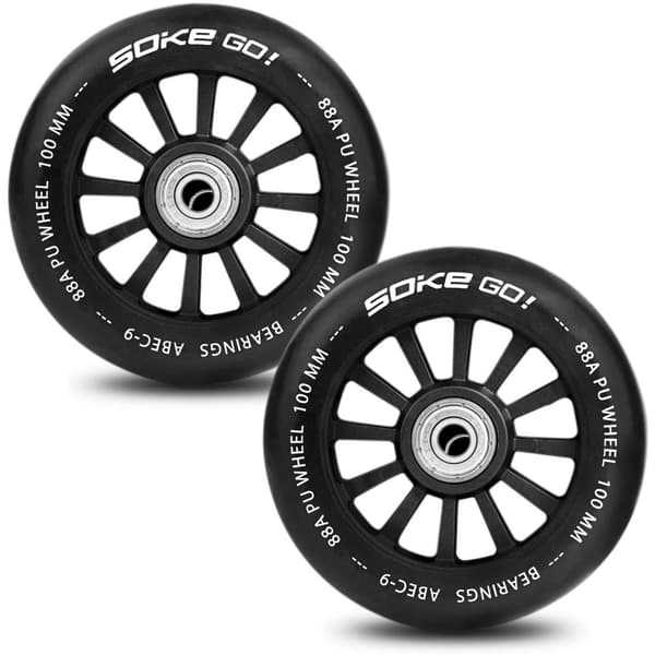 Sorte hjul til sparkesykkel 100 mm - 2 stk