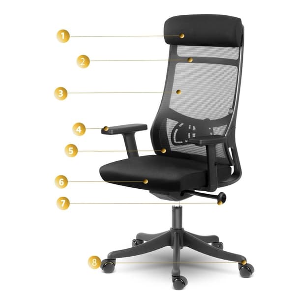 Ergonominen työtuoli mikroverkolla, Sofotel Brema, musta