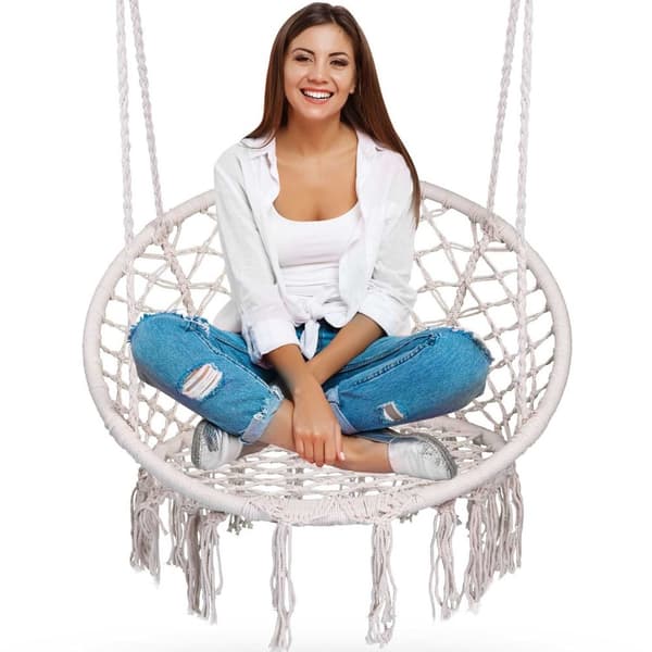 Hengende hage lenestol huske BOHO Beige
