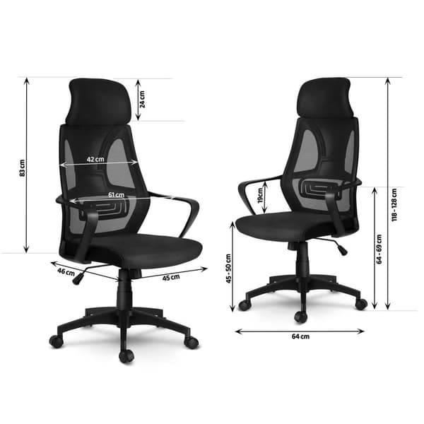 Kontorstol med micro mesh Praga - svart