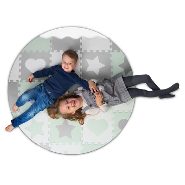 Skummåtte Puslespil 151x151cm 16 stk Ricokids Grey-Mint